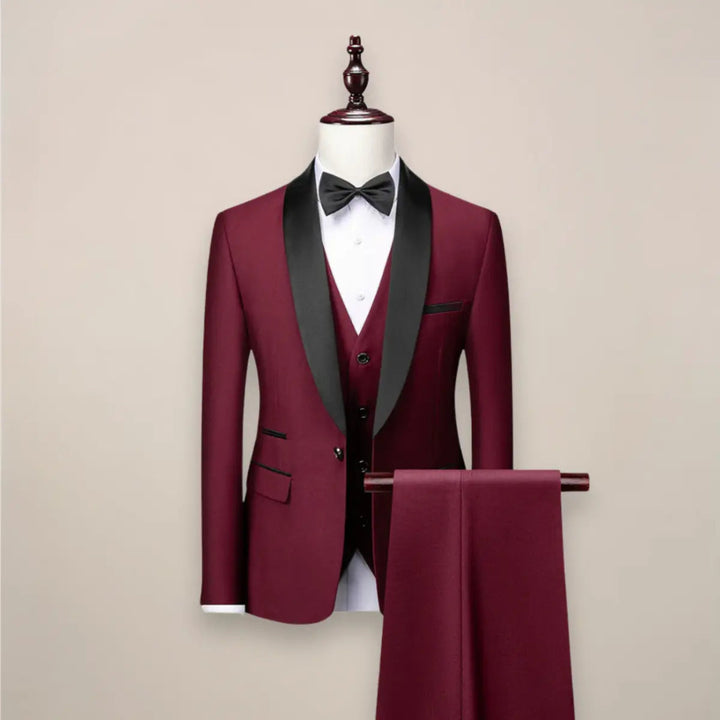 Heren Driedelig Smokingpak - Blazer met Revers, Gilet en Pantalon Set
