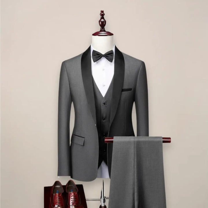 Heren Driedelig Smokingpak - Blazer met Revers, Gilet en Pantalon Set