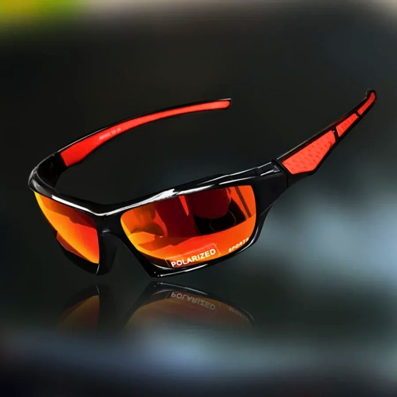 Heren Gepolariseerde Sportzonnebril - Wrap-around Spiegelglazen