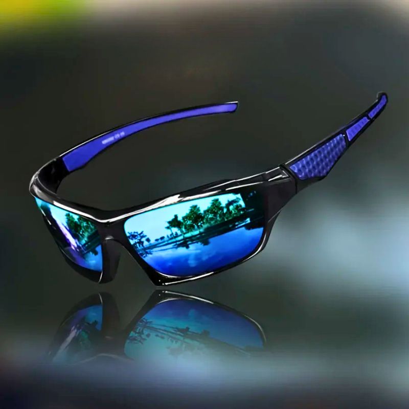 Heren Gepolariseerde Sportzonnebril - Wrap-around Spiegelglazen