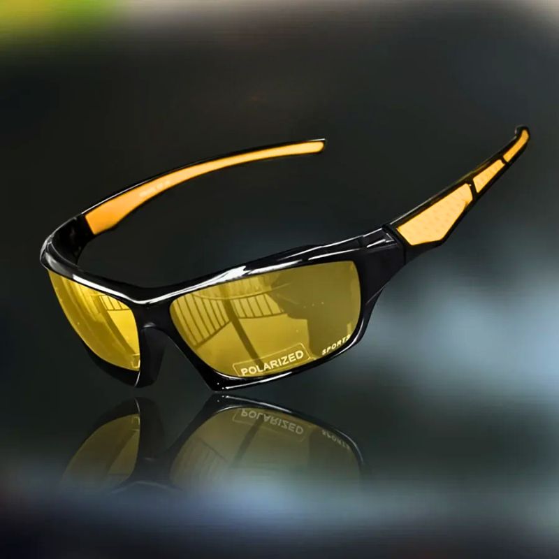 Heren Gepolariseerde Sportzonnebril - Wrap-around Spiegelglazen