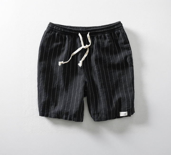 Heren Gestreepte Shorts met Trekkoord - Elastische Tailleband Boven de Knie