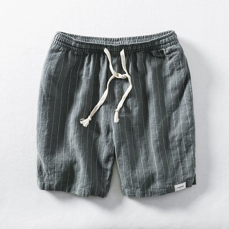 Heren Gestreepte Shorts met Trekkoord - Elastische Tailleband Boven de Knie