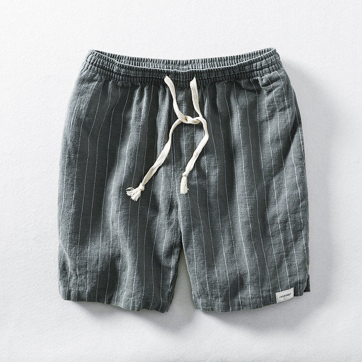 Heren Gestreepte Shorts met Trekkoord - Elastische Tailleband Boven de Knie