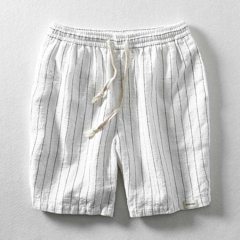 Heren Gestreepte Shorts met Trekkoord - Elastische Tailleband Boven de Knie