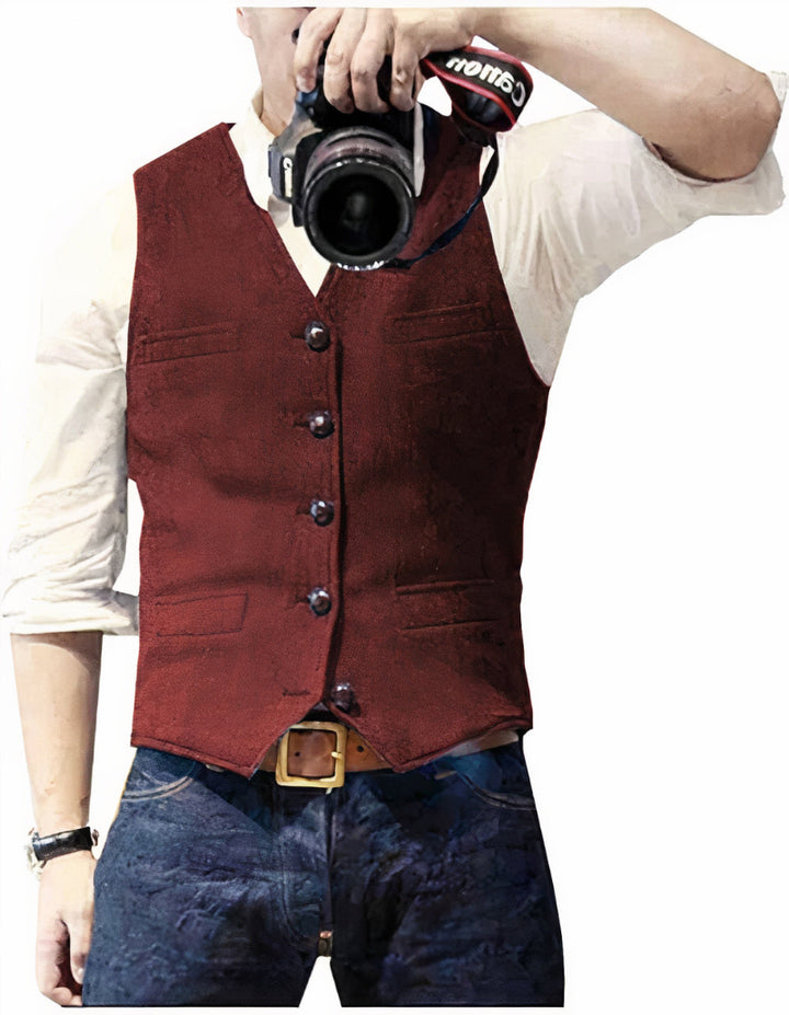 Heren Gilet - Enkelrijig met V-Hals