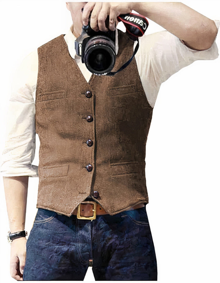 Heren Gilet - Enkelrijig met V-Hals