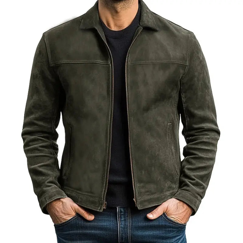 Heren Jack - Jack met Ritssluiting, Overhemdkraag en Vintage Afwerking