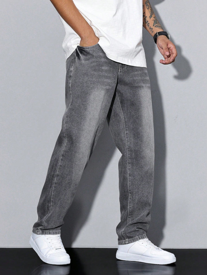 Heren Jeans met Rechte Pijpen - Verbleekte Wassing