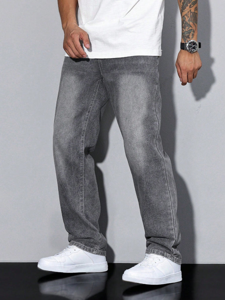 Heren Jeans met Rechte Pijpen - Verbleekte Wassing