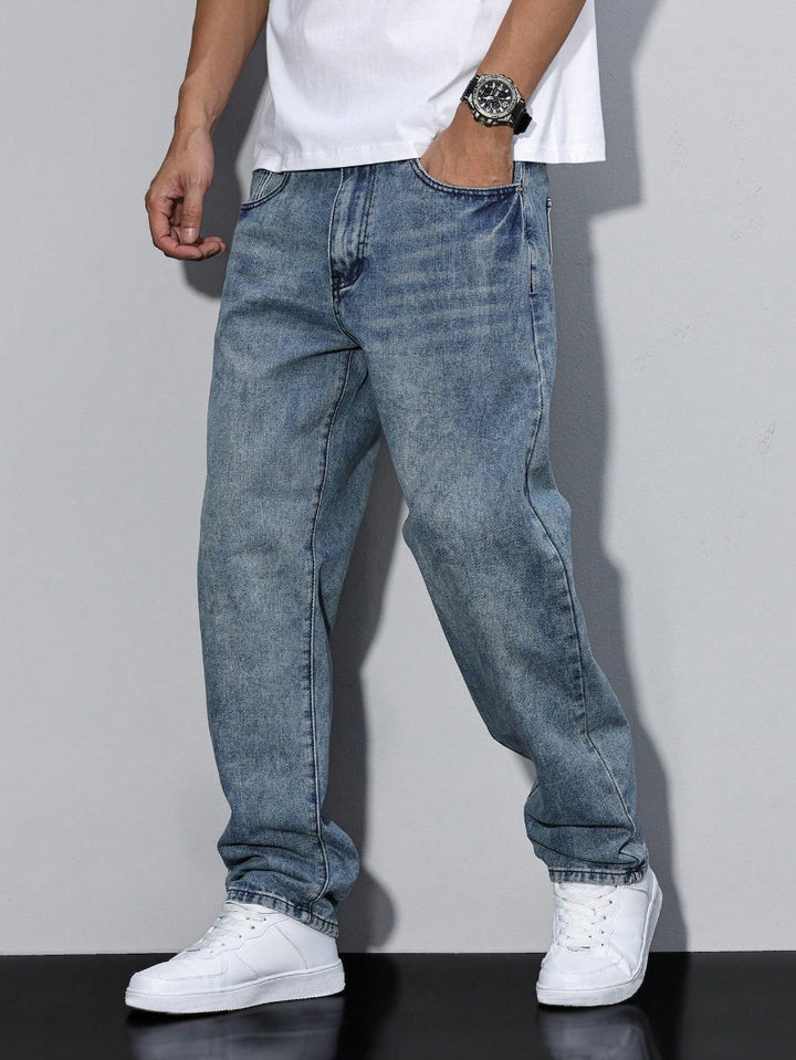 Heren Jeans met Rechte Pijpen - Verbleekte Wassing