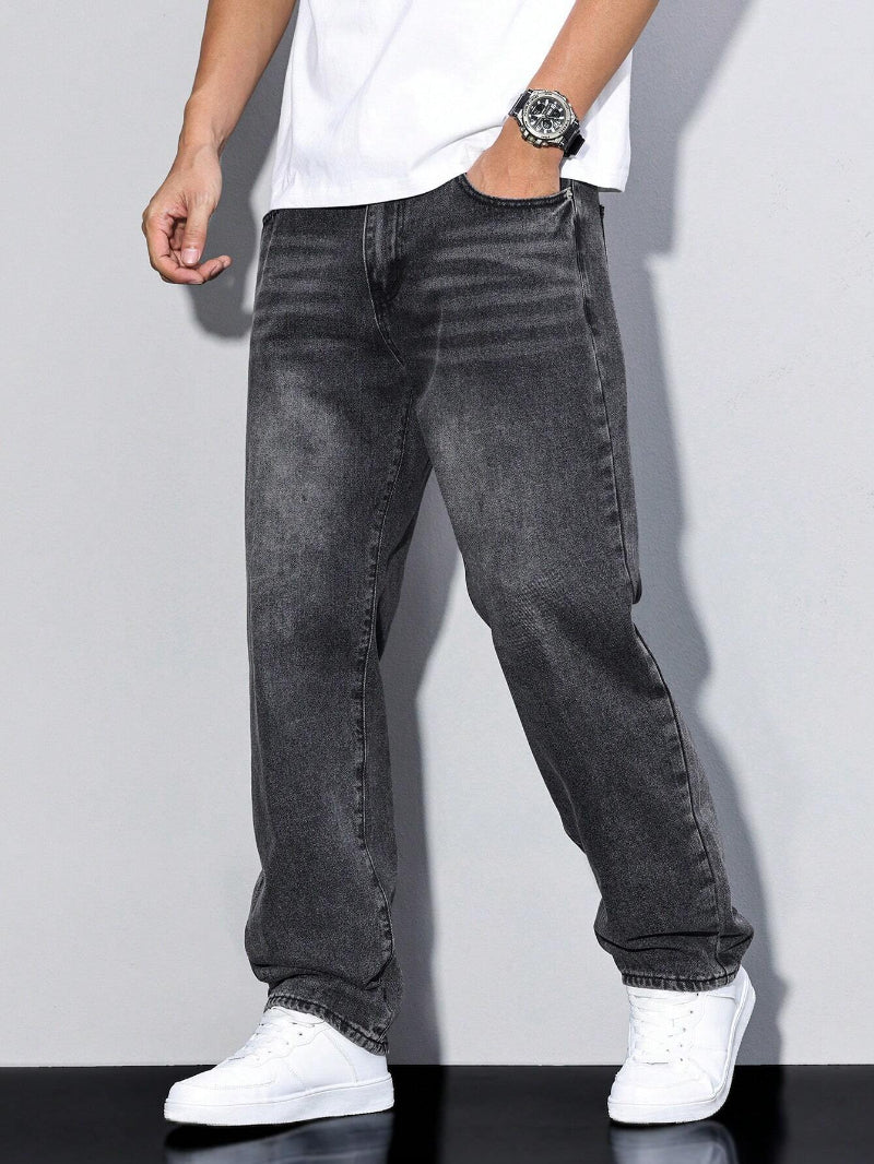 Heren Jeans met Rechte Pijpen - Verbleekte Wassing
