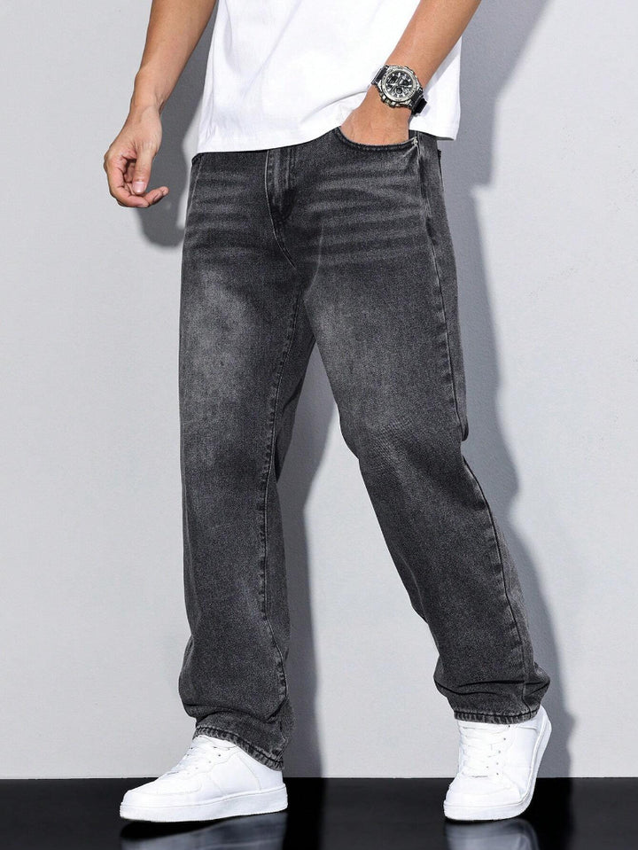 Heren Jeans met Rechte Pijpen - Verbleekte Wassing