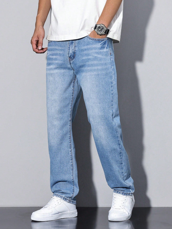 Heren Jeans met Rechte Pijpen - Verbleekte Wassing