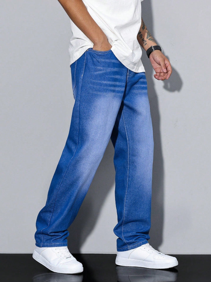 Heren Jeans met Rechte Pijpen - Verbleekte Wassing