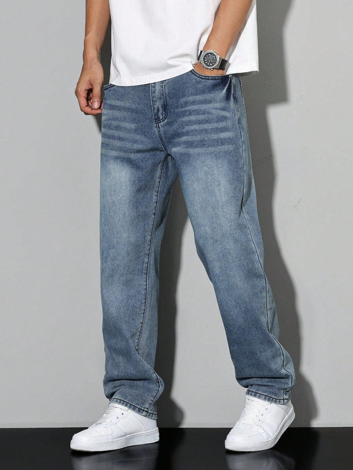 Heren Jeans met Rechte Pijpen - Verbleekte Wassing