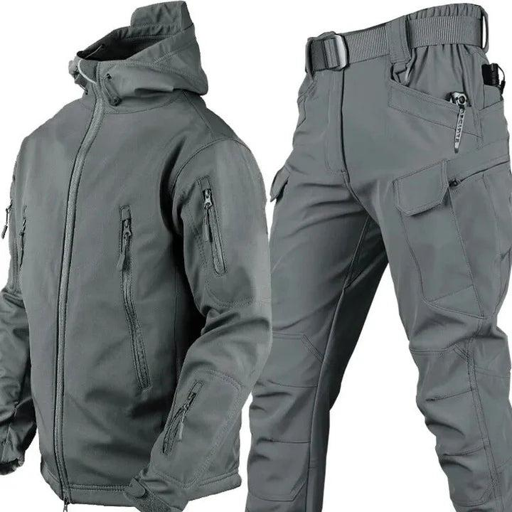 Heren Outdoor Jas- en Broekset - Capuchon met Ritssluiting aan de Voorkant