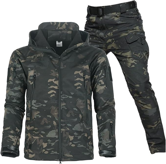 Heren Outdoor Jas- en Broekset - Capuchon met Ritssluiting aan de Voorkant