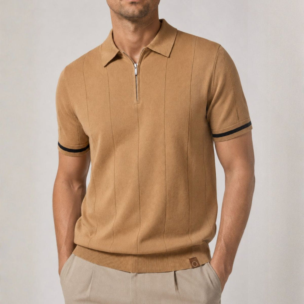 Heren Poloshirt - Kwart-Ritssluiting en Korte Mouwen