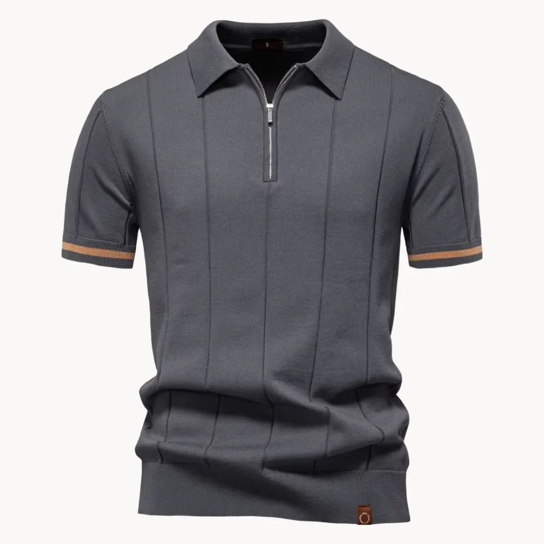 Heren Poloshirt - Kwart-Ritssluiting en Korte Mouwen