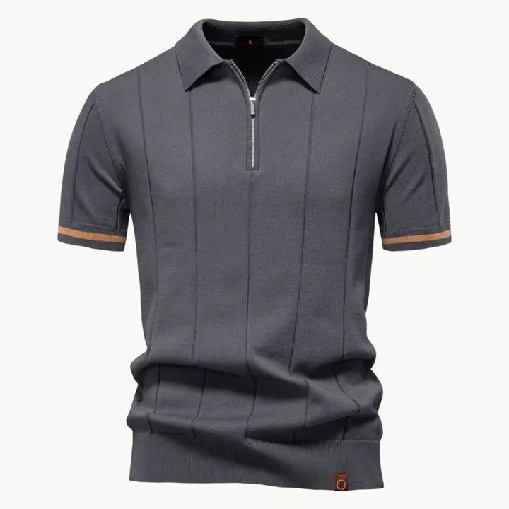 Heren Poloshirt - Kwart-Ritssluiting en Korte Mouwen