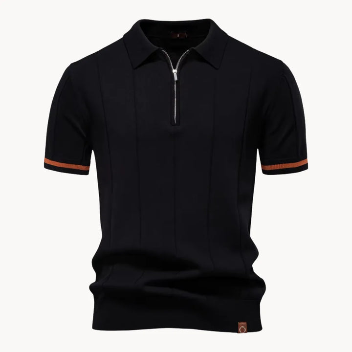Heren Poloshirt - Kwart-Ritssluiting en Korte Mouwen