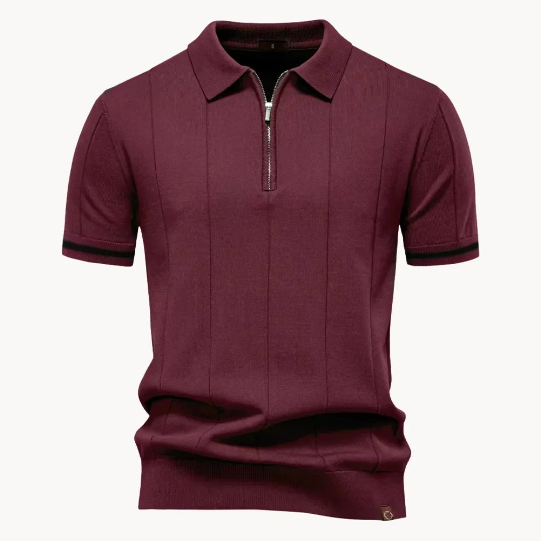 Heren Poloshirt - Kwart-Ritssluiting en Korte Mouwen