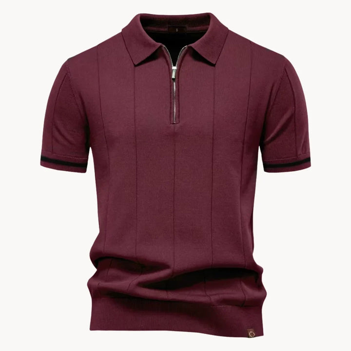 Heren Poloshirt - Kwart-Ritssluiting en Korte Mouwen
