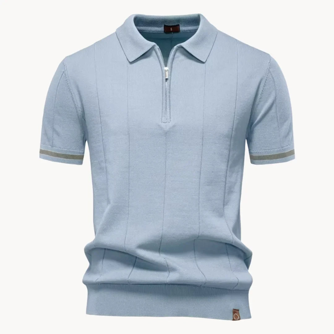 Heren Poloshirt - Kwart-Ritssluiting en Korte Mouwen