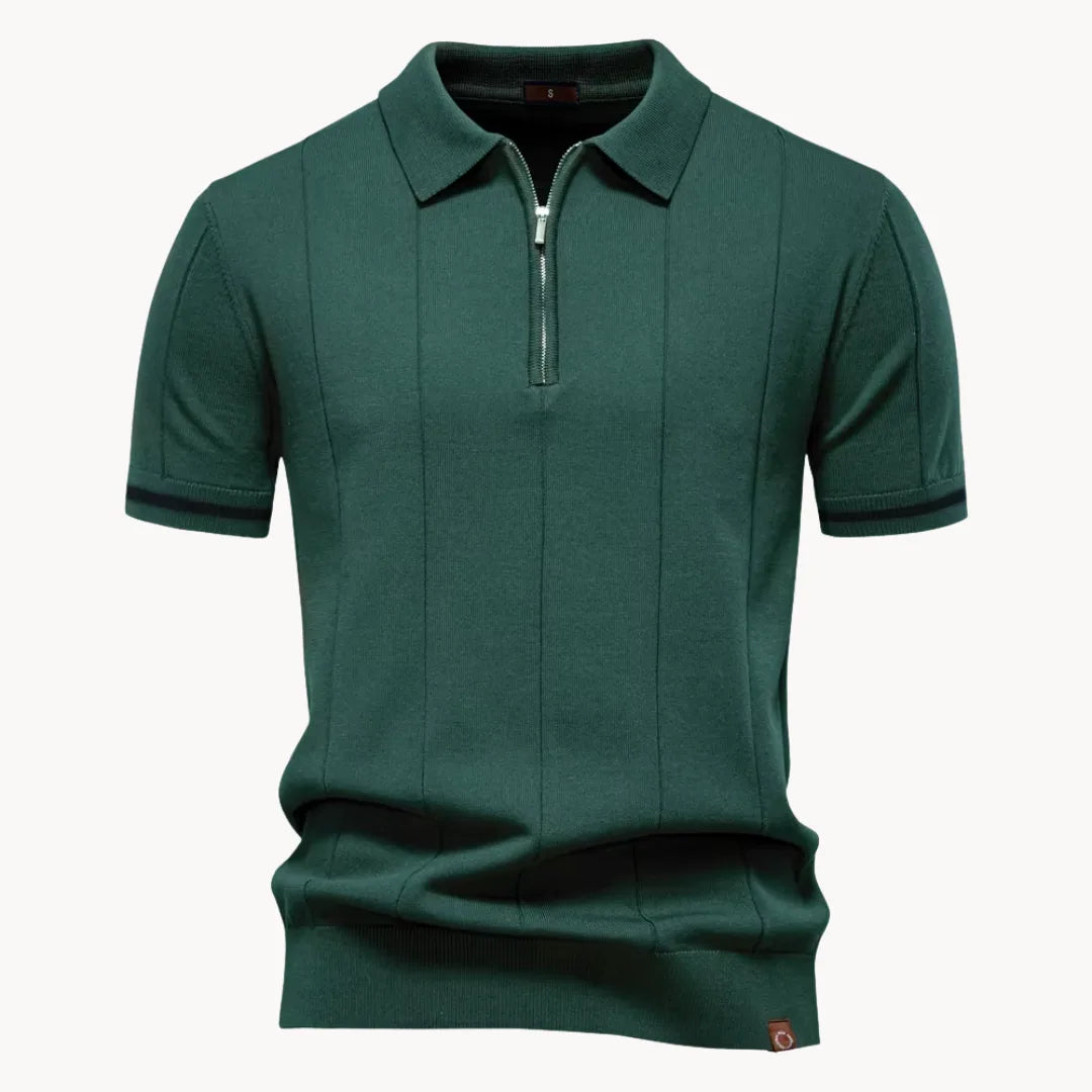 Heren Poloshirt - Kwart-Ritssluiting en Korte Mouwen