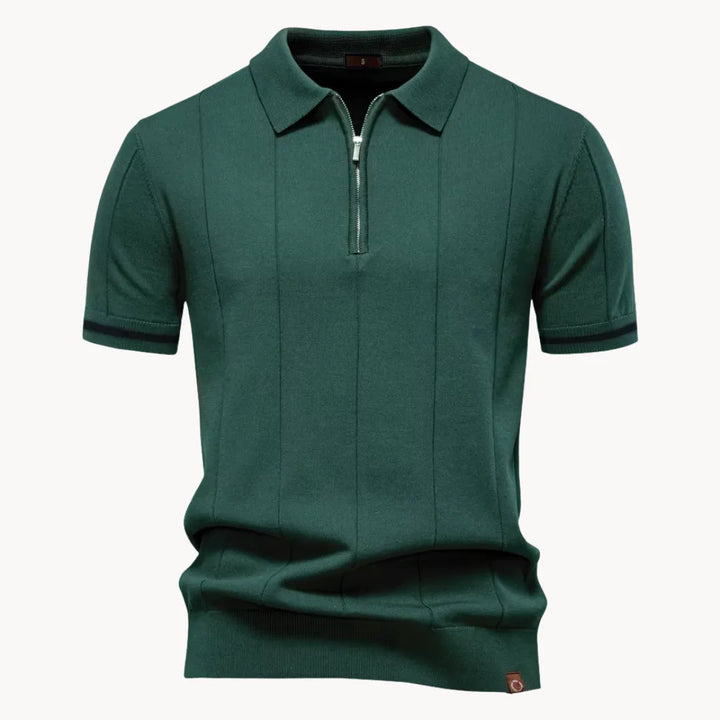 Heren Poloshirt - Kwart-Ritssluiting en Korte Mouwen