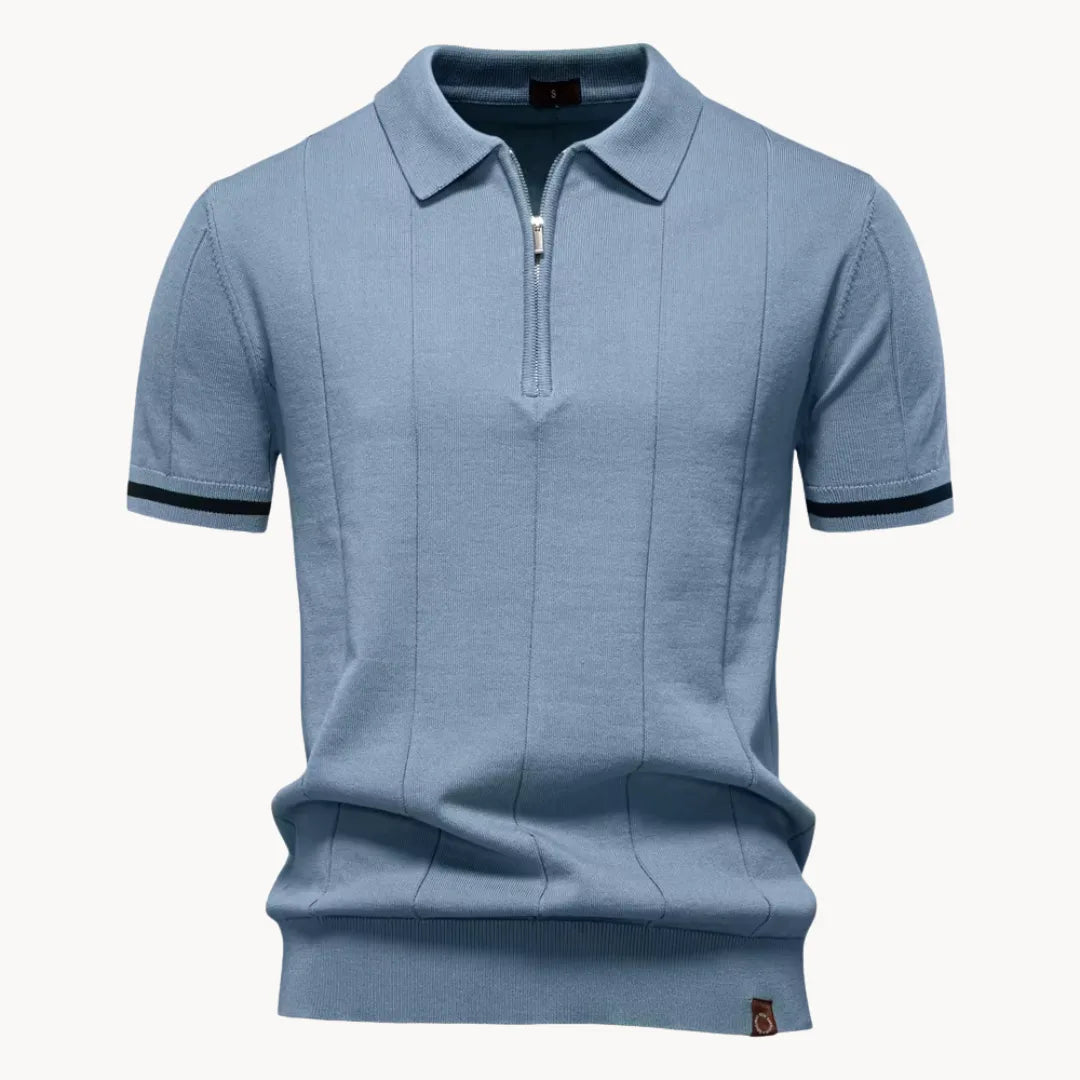 Heren Poloshirt - Kwart-Ritssluiting en Korte Mouwen