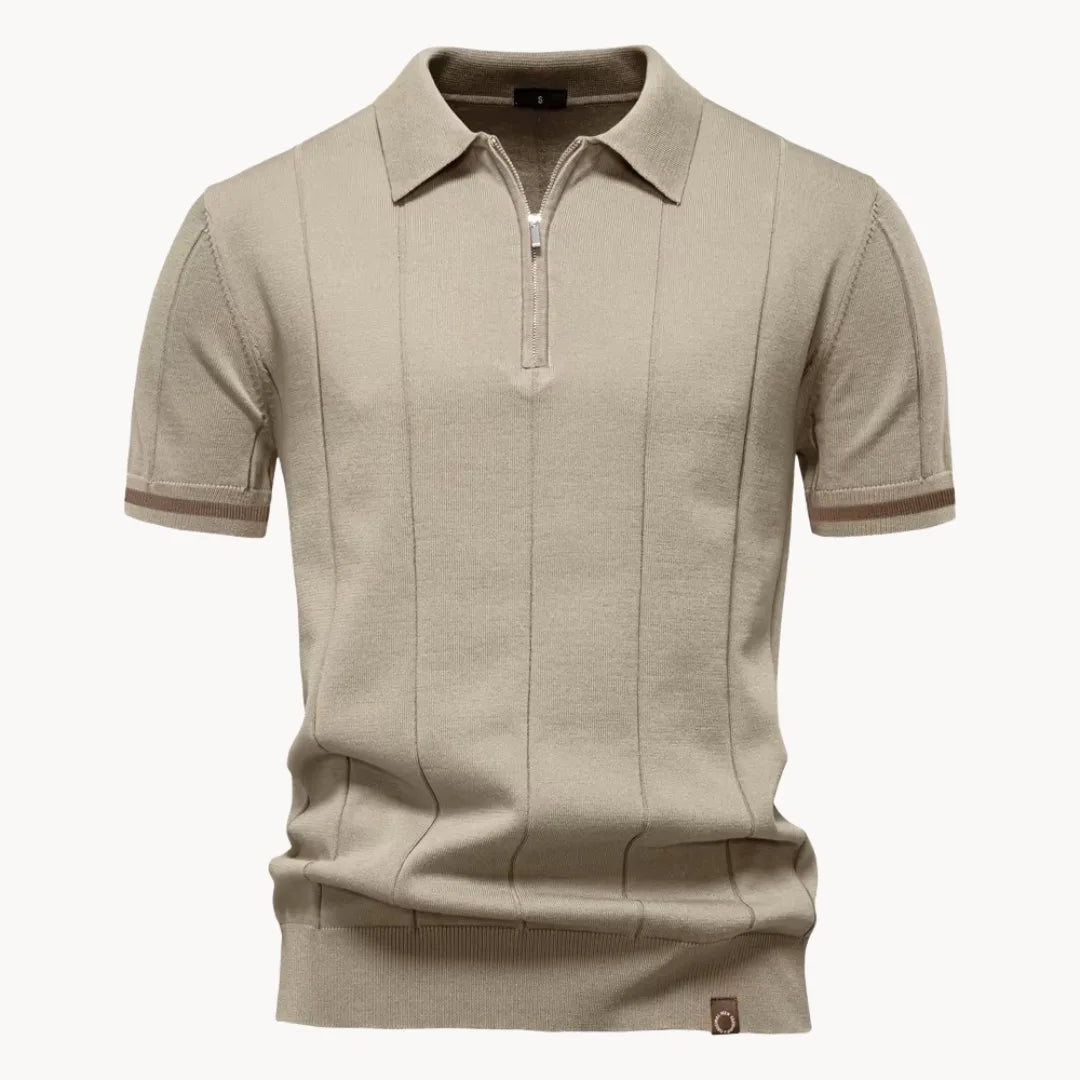 Heren Poloshirt - Kwart-Ritssluiting en Korte Mouwen