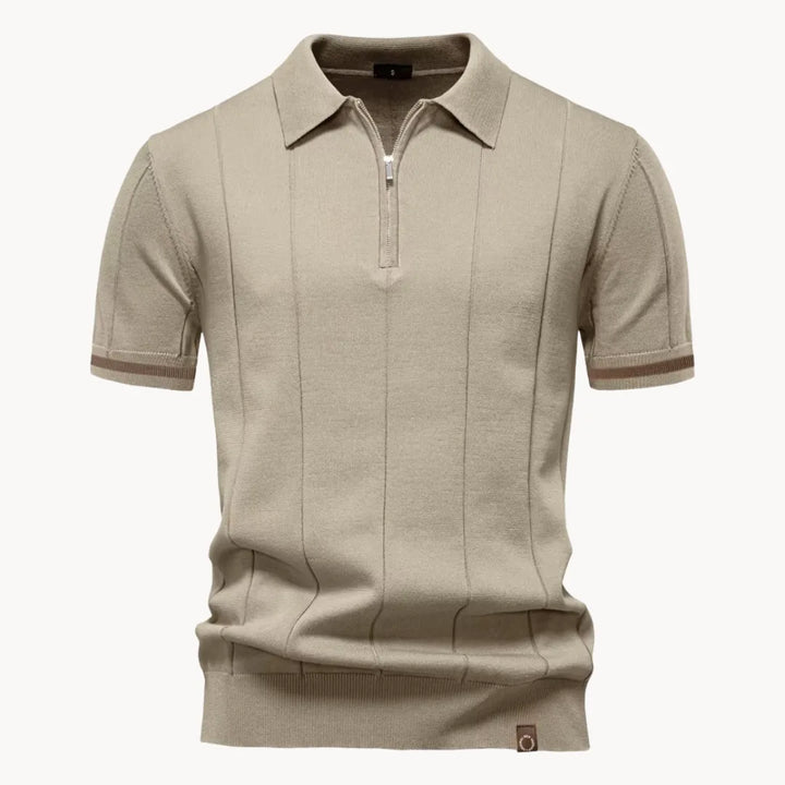 Heren Poloshirt - Kwart-Ritssluiting en Korte Mouwen