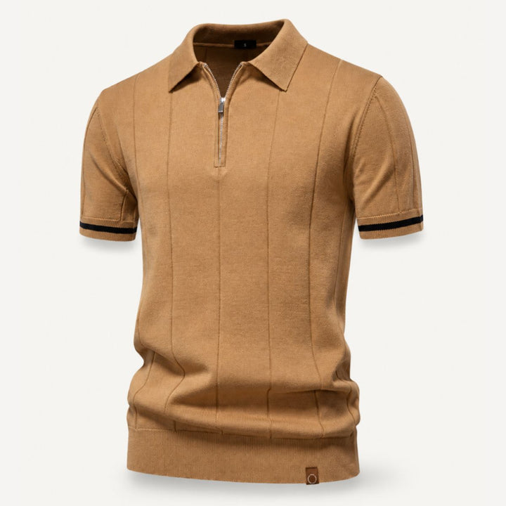 Heren Poloshirt - Kwart-Ritssluiting en Korte Mouwen