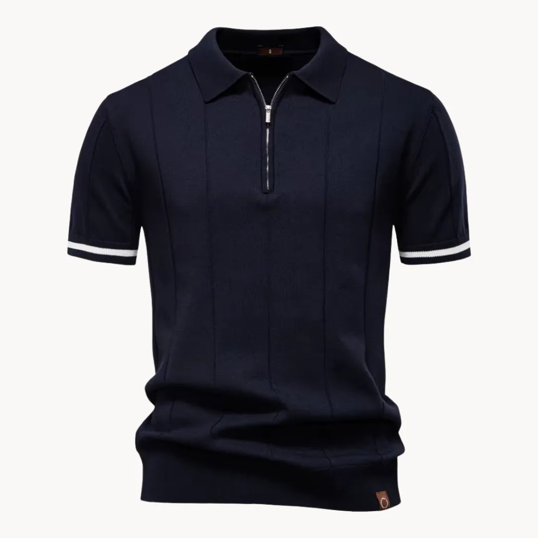 Heren Poloshirt - Kwart-Ritssluiting en Korte Mouwen