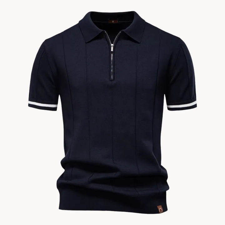 Heren Poloshirt - Kwart-Ritssluiting en Korte Mouwen