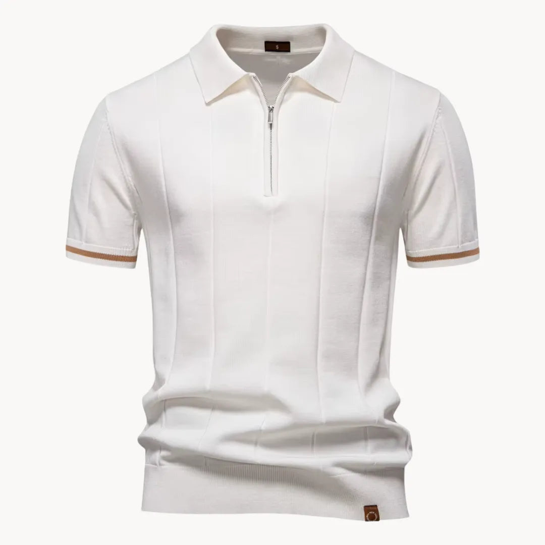 Heren Poloshirt - Kwart-Ritssluiting en Korte Mouwen