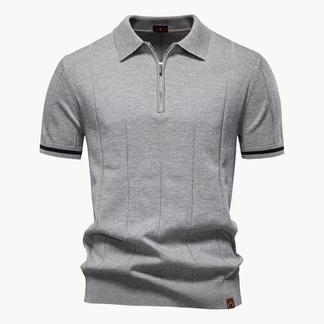 Heren Poloshirt - Kwart-Ritssluiting en Korte Mouwen