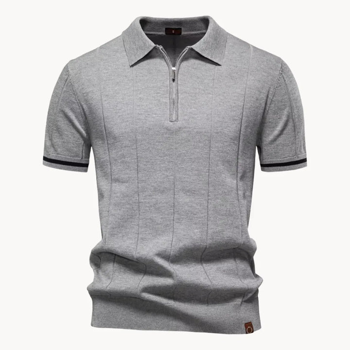 Heren Poloshirt - Kwart-Ritssluiting en Korte Mouwen