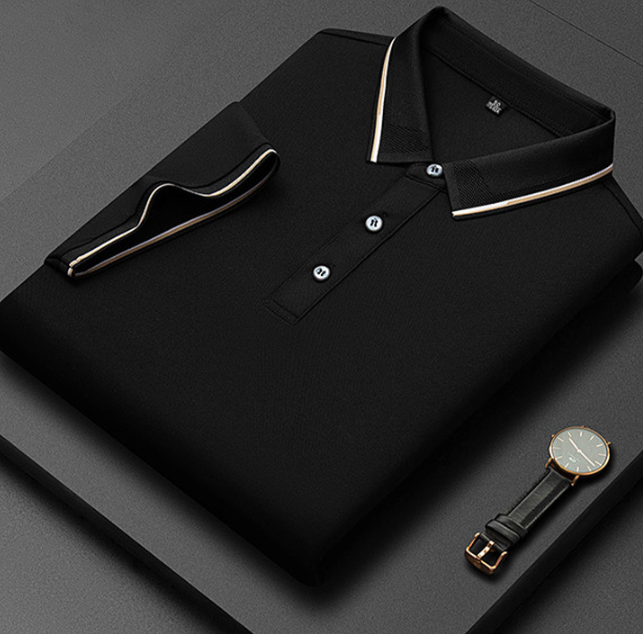 Heren Poloshirt met Korte Mouwen - Kraag met Contrasterende Bies