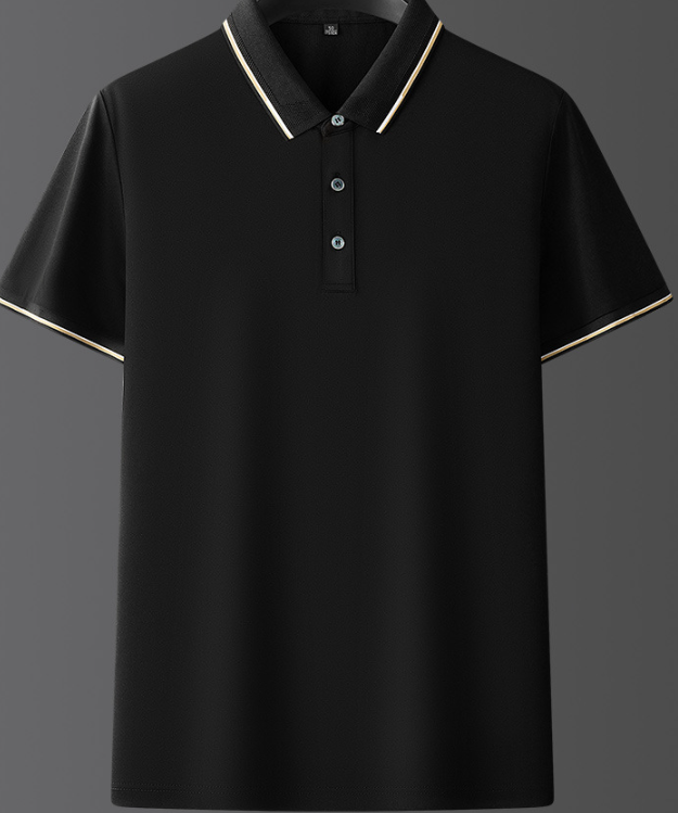 Heren Poloshirt met Korte Mouwen - Kraag met Contrasterende Bies