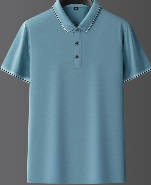 Heren Poloshirt met Korte Mouwen - Kraag met Contrasterende Bies
