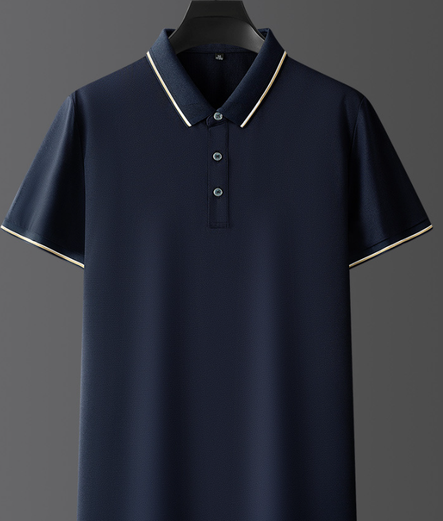 Heren Poloshirt met Korte Mouwen - Kraag met Contrasterende Bies