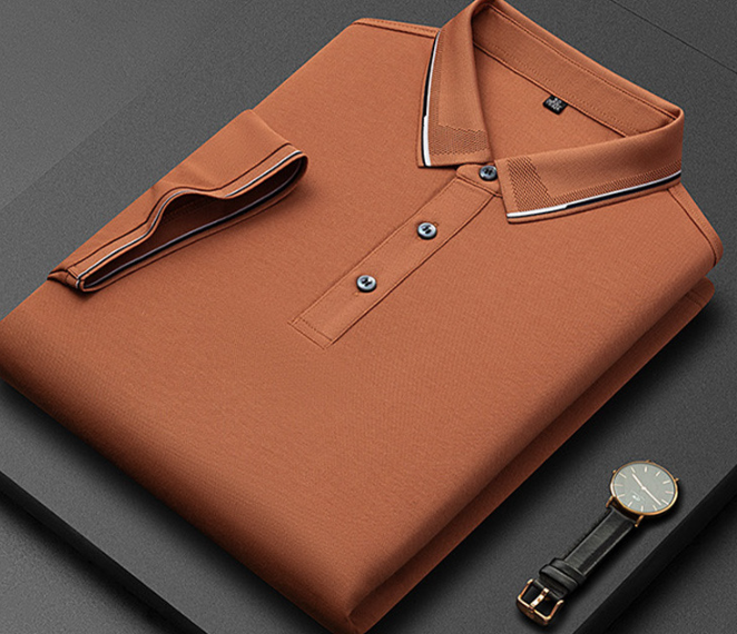 Heren Poloshirt met Korte Mouwen - Kraag met Contrasterende Bies