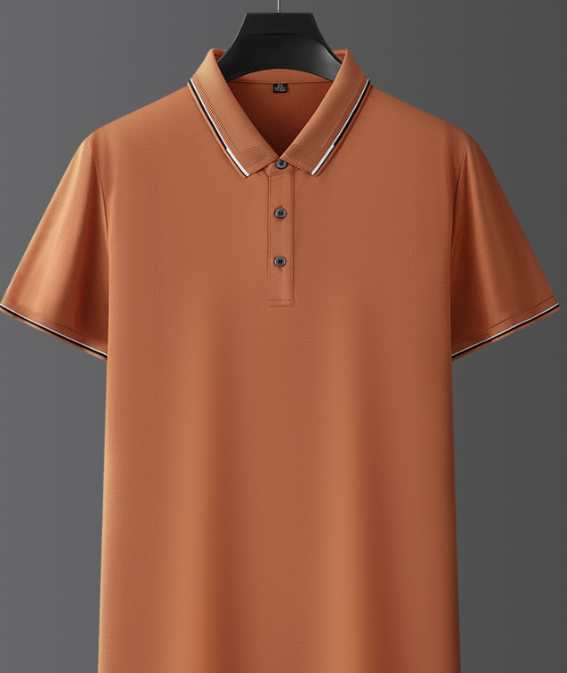 Heren Poloshirt met Korte Mouwen - Kraag met Contrasterende Bies