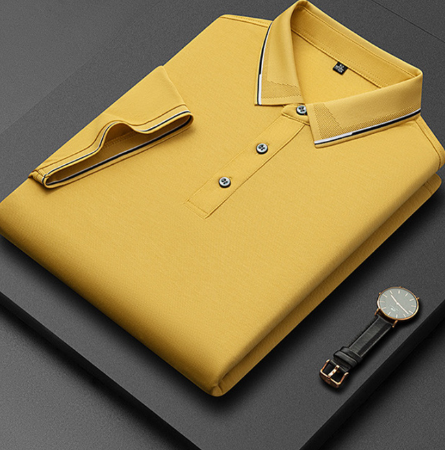 Heren Poloshirt met Korte Mouwen - Kraag met Contrasterende Bies