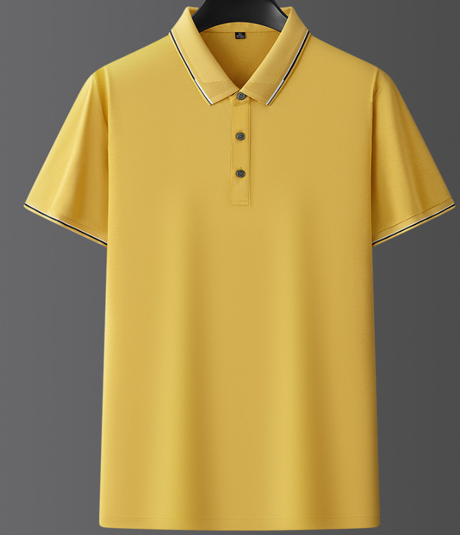Heren Poloshirt met Korte Mouwen - Kraag met Contrasterende Bies