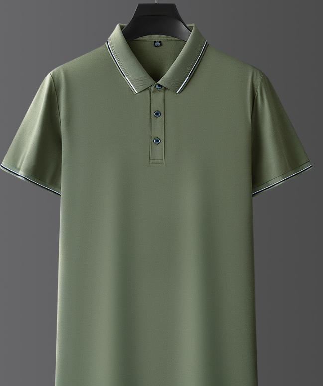 Heren Poloshirt met Korte Mouwen - Kraag met Contrasterende Bies
