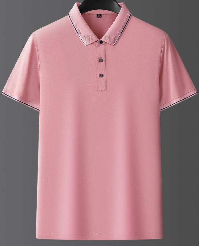 Heren Poloshirt met Korte Mouwen - Kraag met Contrasterende Bies